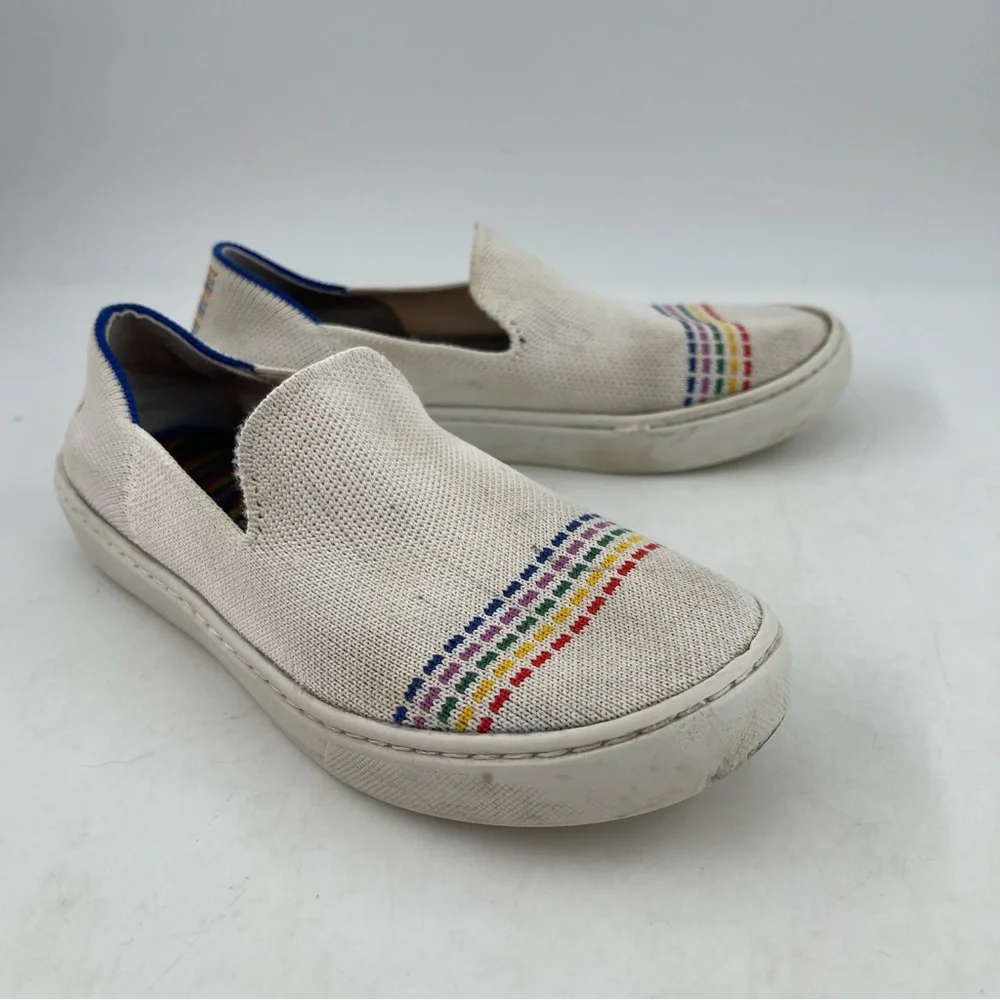 Rothy’s Girl’s Limited Edition Rainbow Pride Knit Slip-On Flats Sneaker-Size 2 Y